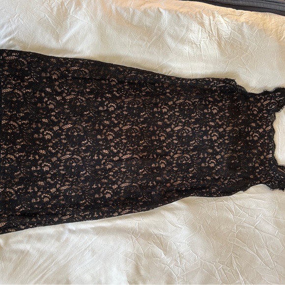 Adrianna Papell Black Lace Dress with Nude Lining - Picture 7 of 10
